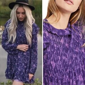 Free People These Dreams Large Purple Long Sleeve Dress